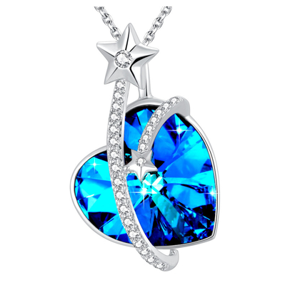 Österreichischer Kristallherz Anhänger Halskette Sterling Silber Kostüm Schmuck für Frauen Hypoallergen