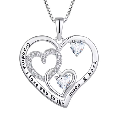 YASVITTI Schmuck Ich liebe dich bis zum Mond und zurück Anhänger Halskette 925 Sterling Silber Classic Heart Design Halskette
