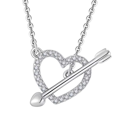 YASVITTI 925 Sterling Silber Frauenhalskette &quot;Ein Pfeil durch das Herz&quot; Zirkonstein Valentinstag Party Geschenk