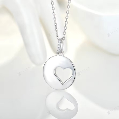 YASVITTI Romantic 925 Sterling Silber Halskette Rhodium Plattiert Münze Hohl Liebe Herz Anhänger Halskette für den Valentinstag