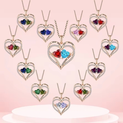 YASVITTI 925 Sterling Silber Ewiges Liebesherz Anhänger Halskette Personalisierte Roségold Kristalle CZ Halskette