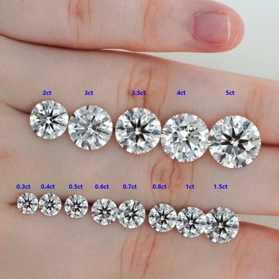 0.5ct 1ct 1.5ct 2ct 3ct Weißes Loses Moissanit Diamant HPHT CVD Labor Erwachsener Diamant