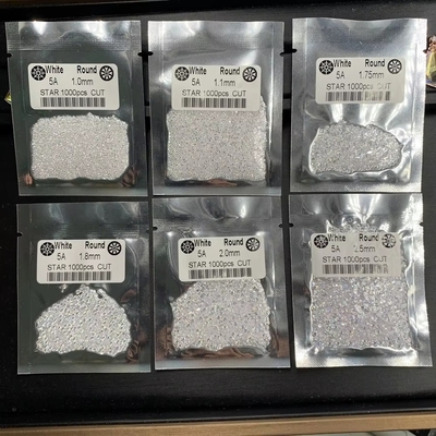 5A Qualität 1000 Stück/Tasche 1 mm - 3,0 mm Stein Edelsteine Weiß Kubischer Zirkon für Schmuck