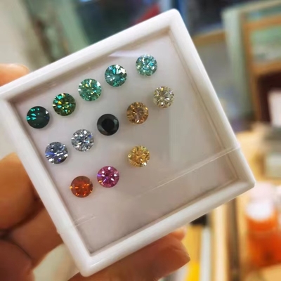 GRA-Zertifikat 1ct Rundschnitt 6,5 mm VVS1 Loser Moissanit Diamant in Weiß Rosa Gelb Champagner Blau Grün für Schmuck