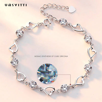 7.9in 4.6g Sterling Silver Jewelry Bracelets Sterling silbernes Herz-Armband ODM