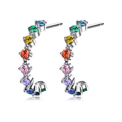 S925 0.6in der Regenbogen-1.4g Ohrringe Bolzen-Ohrring-5A Sterling Silver Medium Size Hoop