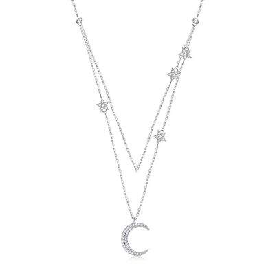 18in 2.9g Sterling Silver Necklace Chains AAAAA CZ Doppelkette-Halskette ODM