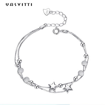 0.99m 0.14oz Sterling Silver Jewelry Bracelets CZ vier Blatt Rose Gold Bracelet