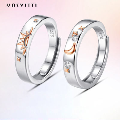 0.35cm Mond 1.2g und Stern-Gold des Ring-18k überzogen, silberne Ringe zu verbinden