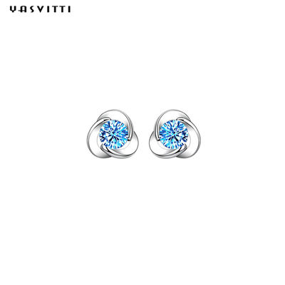925 Sterling Silver Clover Zircon Earrings-Blume Zircon-Bolzen-Ohrring-einfacher Klee Diamond Earrings
