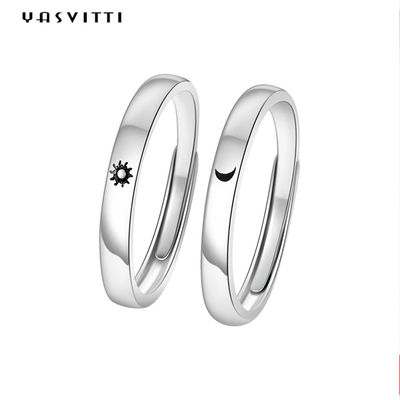 2gram 0.07oz Sun und Mond-Ringe 3A Zircon einfacher Sterling Silver Ring