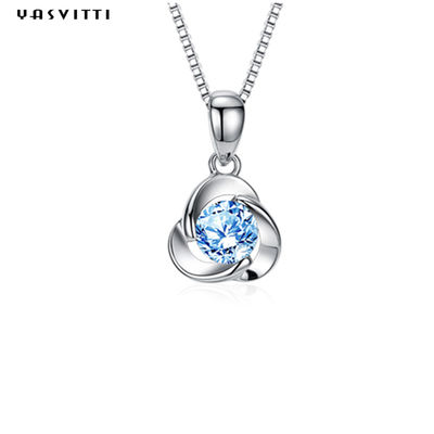 Klee-blaue Crystal Pendant Simple Zircon Ladys-Halsketten-Galvanisierungslegierungs-Halskette