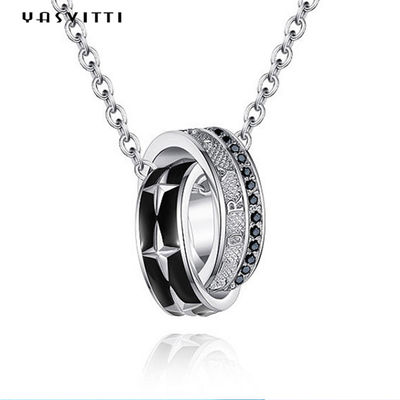 Peitschen Sie Edelstahl-Schmuck 0.1oz 2.6ft doppelter Ring Pendant Necklace 316L