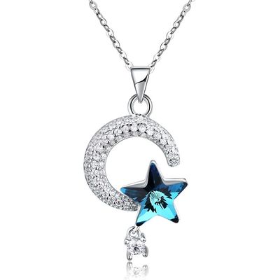 18.1in 4.2g Sun und silberne Halskette Mond-Crystal Necklace Thanksgiving Days 14k 925