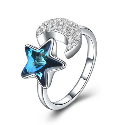 11mm Zirkon 925 Sterling Silver Rings des Mond-0.04oz und Sternes Ring-5A