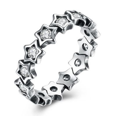 925 Sterling Silver Rings Paved Cubic Zircon-Stern-Finger-Ring For Women Silver Jewelry-Muttertag-Geschenk