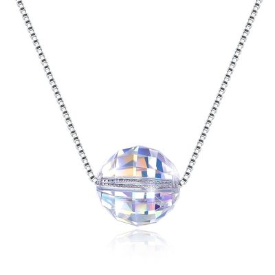 Ball Aurora Crystal Diamond Necklace 3.5g 17in Sterling Silver Jewelry Necklaces 8mm