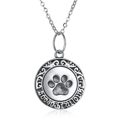 16in 0.9g Paw Print Necklace Lovely 3A CZ 925 silberne Halskette