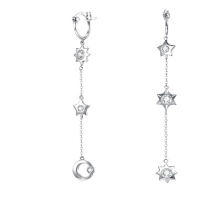 Stern-Legierungs-Ohrgehänge SGS 1.75g 3.7in Sterling Silver Jewelry Earrings Moon
