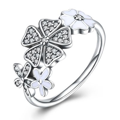 Schmuck-Bänder Rose Ring Sterling Silver Rose Flower Hearts Ring Adjustable Open Ring Love versprechen Ring Gift For Women