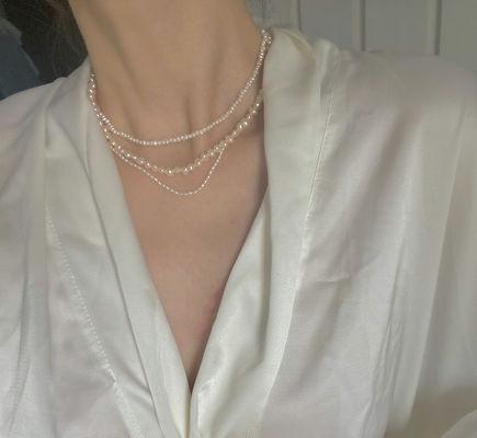 4,1 Gramm-Ketten-Perlen-Schmuck-Länge 37CM hohe Luser-Perlen-Halsband-Halsketten