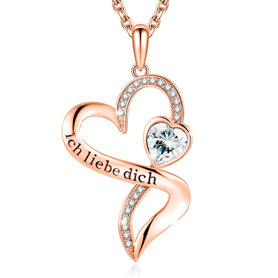 Kristalle Rhodium Rose Gold Crystal Double Heart-Halsketten-18in 0.29oz Austrian crystal überzog