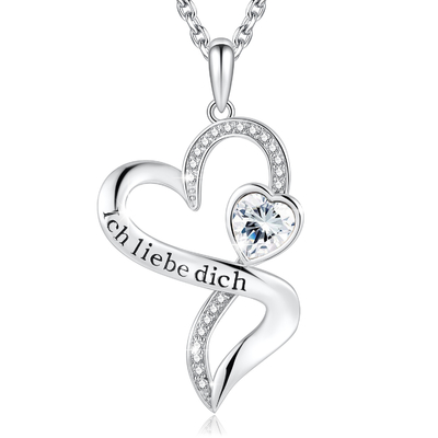Das Herz-Unendlichkeits-Halskette 925 Sterling Silver White Austrian crystal Crystal der Mädchen doppelte