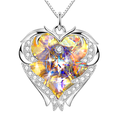 Geschenke 18 Zoll-8,2 für Mutter Tochter-von der großen Herz-Halskette mit Austrian crystal gelber Crystal Necklace For Girlfriend