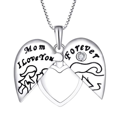YASVITTI 925 Sterling Silber Mutter Ich liebe dich für immer Herz Medaillon Anhänger Halskette für Frauen
