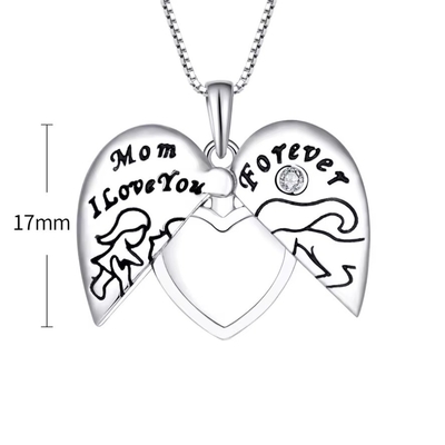 YASVITTI 925 Sterling Silber Mutter Ich liebe dich für immer Herz Medaillon Anhänger Halskette für Frauen