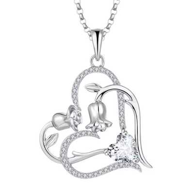 YASVITTI OEM Frauen Geschenk Herz zu Herz Halskette Zirkonia Rhodium Plattiert Süß 925 Sterling Silber Doppelherz Halskette
