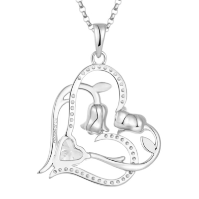 YASVITTI OEM Frauen Geschenk Herz zu Herz Halskette Zirkonia Rhodium Plattiert Süß 925 Sterling Silber Doppelherz Halskette
