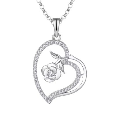 YASVITTI Custom Damen Anhänger Halskette Feinschmuck Rhodium Plattiert Rose 925 Sterling Silber Herz Halskette