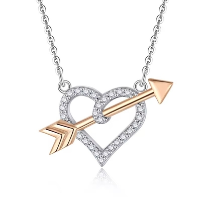 YASVITTI OEM ODM 925 Sterling Silber Cupid Halskette Rose Gold Plattiert Herz Pfeile Halskette Für Liebhaber Geschenk