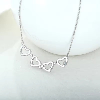 YASVITTI Custom Romantic Magnetic Clover Halskette OEM Charm 925 Sterling Silber Zartes Herz Vierblätter-Klower Halskette