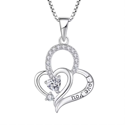 Echtes Silber Ich liebe dich Herz Anhänger Halskette Mehrfarbiges Herz Kubischer Zirkonia Luxus Silber 925 Herz Halskette Schmuck