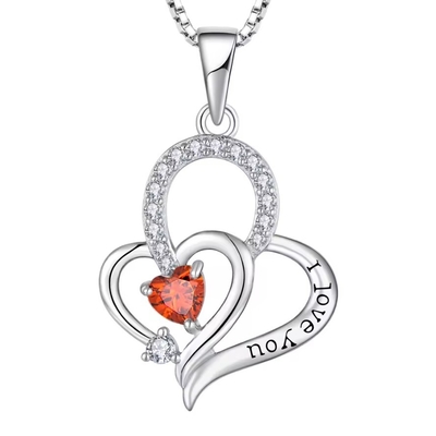 Echtes Silber Ich liebe dich Herz Anhänger Halskette Mehrfarbiges Herz Kubischer Zirkonia Luxus Silber 925 Herz Halskette Schmuck