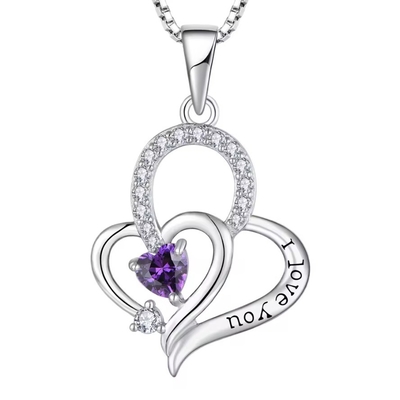 Echtes Silber Ich liebe dich Herz Anhänger Halskette Mehrfarbiges Herz Kubischer Zirkonia Luxus Silber 925 Herz Halskette Schmuck
