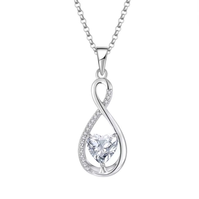 YASVITTI Edelstein Unendlichkeit Anhänger Halsketten Kubischer Zirkonia Geburtsstein Herz 925 Sterling Silber Halsketten