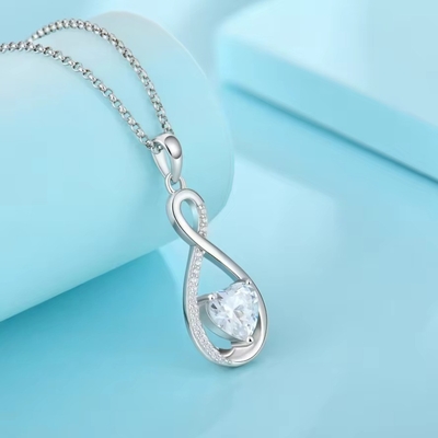 YASVITTI Edelstein Unendlichkeit Anhänger Halsketten Kubischer Zirkonia Geburtsstein Herz 925 Sterling Silber Halsketten