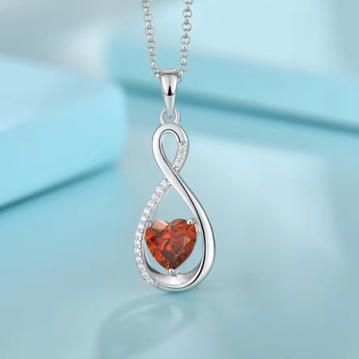 YASVITTI Edelstein Unendlichkeit Anhänger Halsketten Kubischer Zirkonia Geburtsstein Herz 925 Sterling Silber Halsketten
