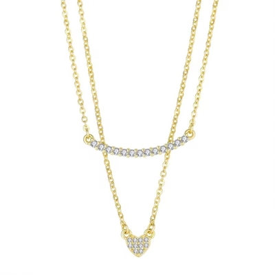 YASVITTI Hochwertige Doppelschicht Halskette Schmuck Klassiker Rose Gold Plattiert 925 Sterling Silber Herz Anhänger Halskette