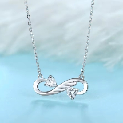 YASVITTI 925 Sterling Silber Infinity Herz Halskette Herz Kubik Zirkon Luxus Frauen Halskette Schmuck