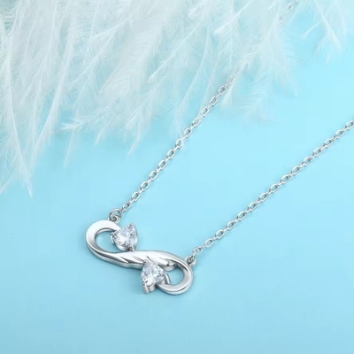YASVITTI 925 Sterling Silber Infinity Herz Halskette Herz Kubik Zirkon Luxus Frauen Halskette Schmuck
