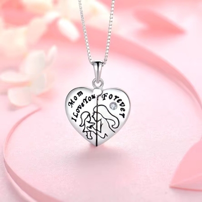 YASVITTI 925 Sterling Silber Mutter Ich liebe dich für immer Herz Medaillon Anhänger Halskette für Frauen