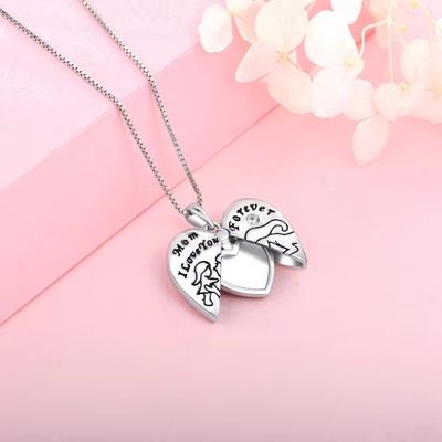 YASVITTI 925 Sterling Silber Mutter Ich liebe dich für immer Herz Medaillon Anhänger Halskette für Frauen