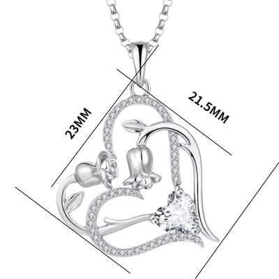YASVITTI OEM Damengeschenk Herz zu Herz Halskette Kubisches Zirkonia Rhodium Plattiert Süß 925 Sterling Silber Doppelherz