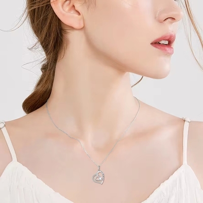 YASVITTI Schmuck Ich liebe dich bis zum Mond und zurück Anhänger Halskette 925 Sterling Silber Classic Heart Design Halskette