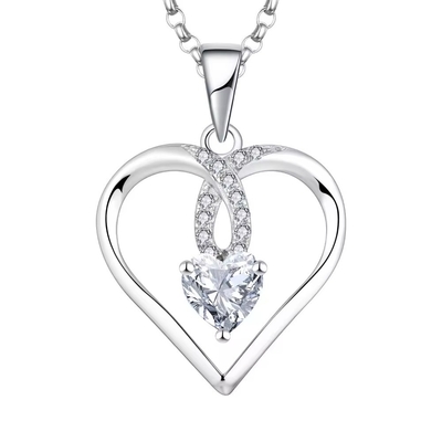 YASVITTI Hochwertiges Glanzherz 5A Zirkonie Halskette Rhodiumplattiert 925 Sterling Silber Halskette Schmuck