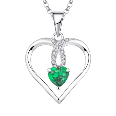 YASVITTI Hochwertiges Glanzherz 5A Zirkonie Halskette Rhodiumplattiert 925 Sterling Silber Halskette Schmuck